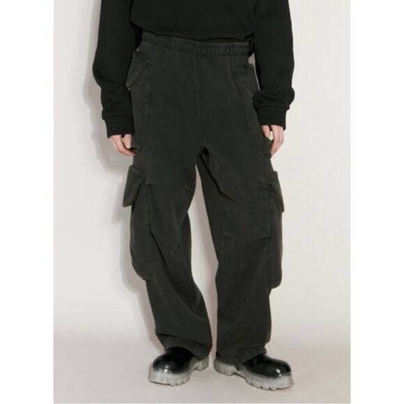 ENTIRE STUDIOS Pant L Black Cargo Wide-Leg/Jogger-AdjustTie”Heavy Gocar Mid-Rise - Picture 1 of 16